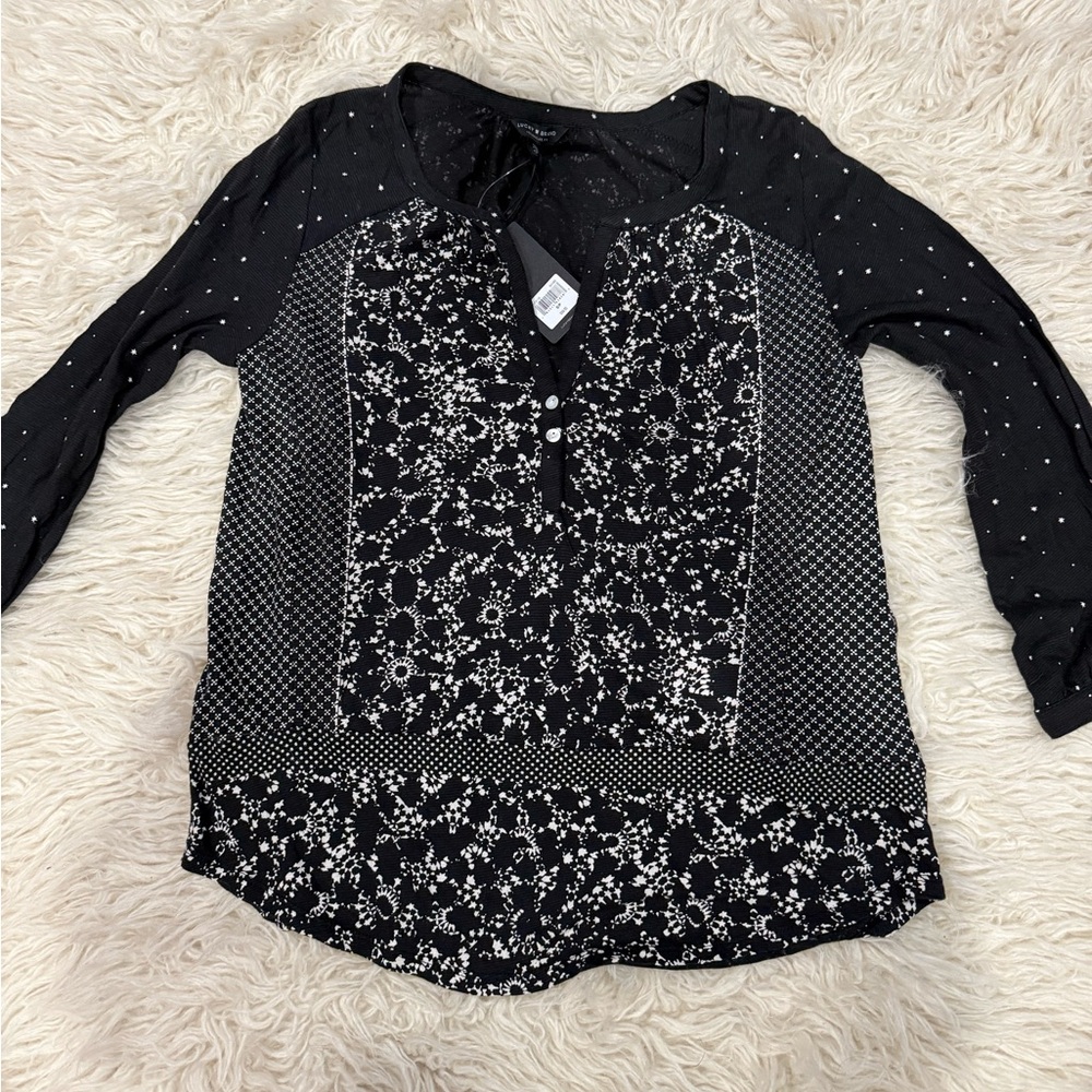 Lucky Brand Black and White Floral Blouse